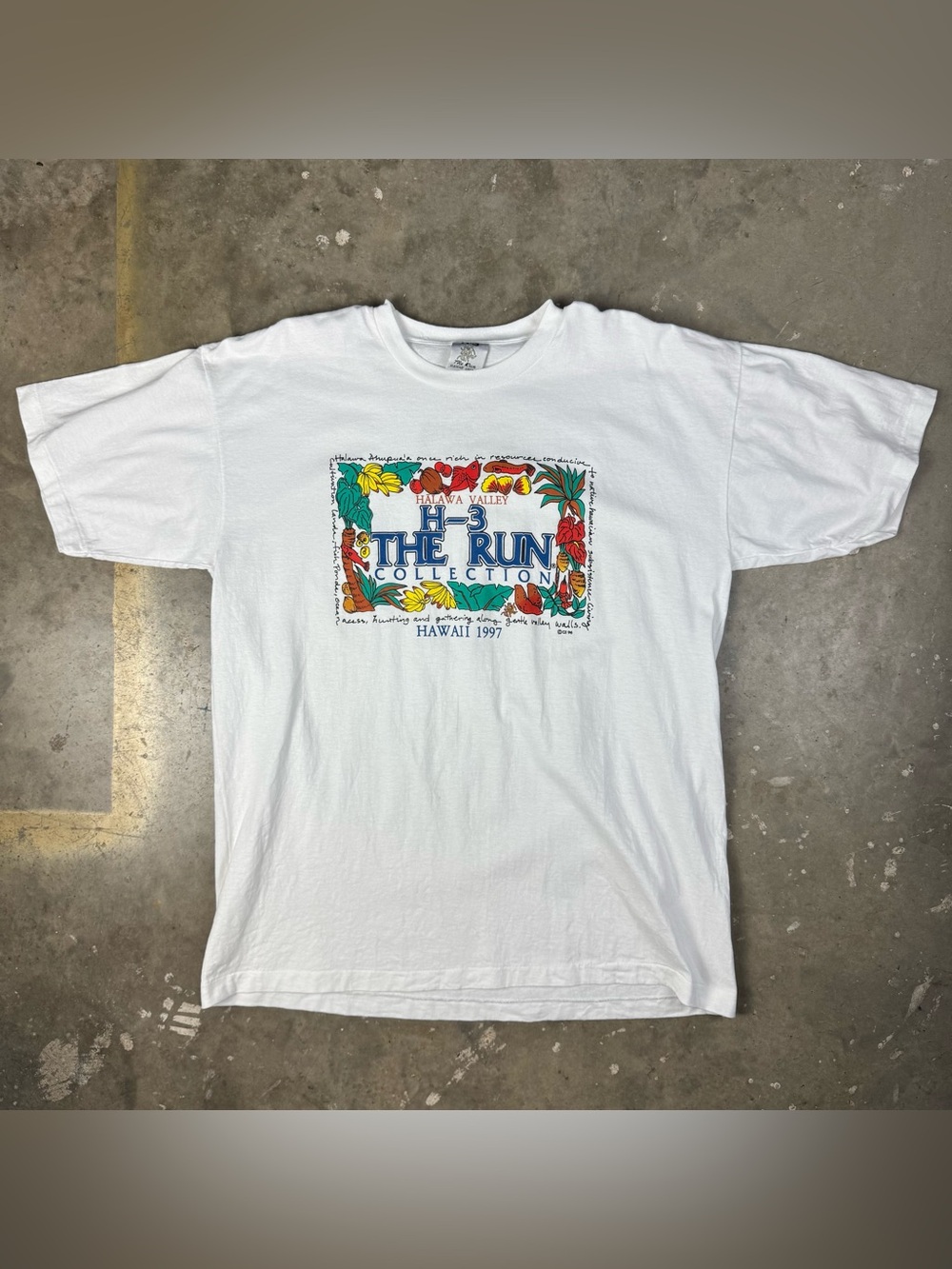 Vintage Hawai'i T-Shirt Size Large H-3 The Run 1997 Marathon Oahu Honolulu Retro